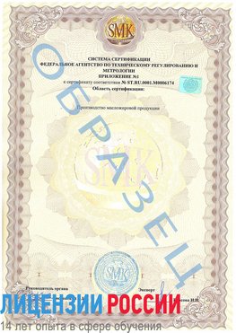 Образец сертификата соответствия (приложение) Березовский Сертификат ISO 22000